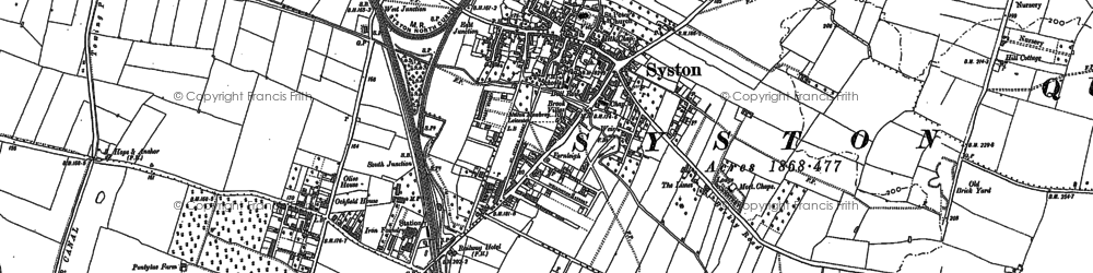 Old map of Syston in 1883