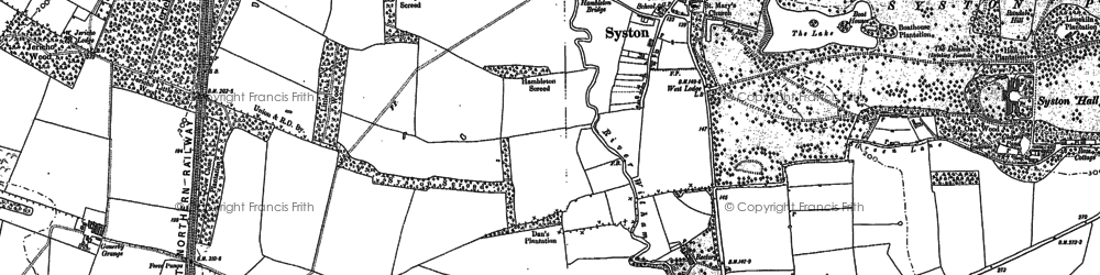 Old map of Syston in 1887