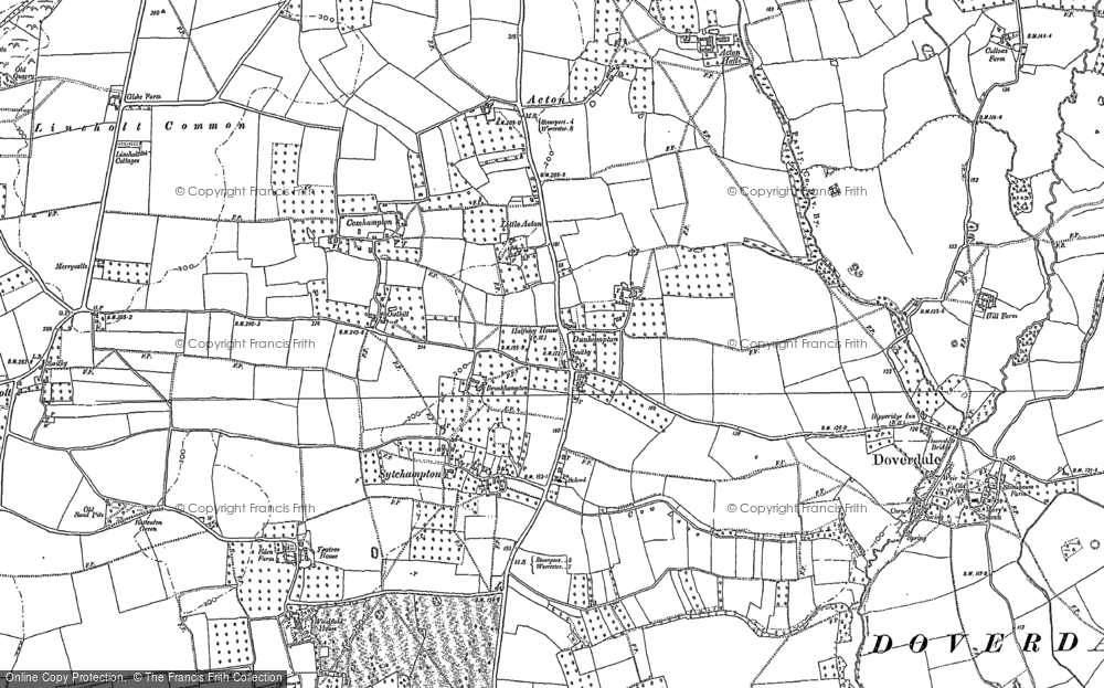 Old Map of Historic Map covering Battenton Green in 1883