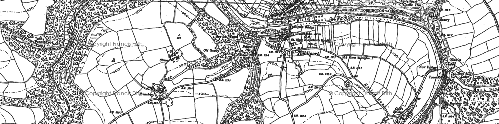 Old map of Taddiport in 1886