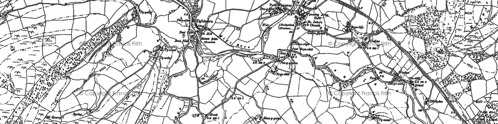 Old map of Tafolwern in 1886