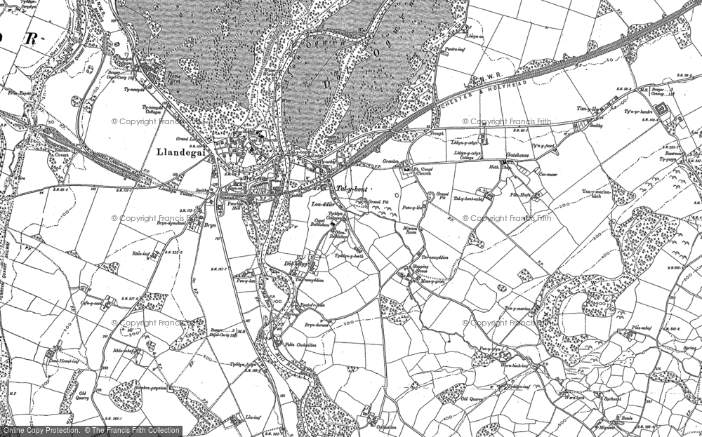 Old Map of Historic Map covering Bronydd Isaf in 1888