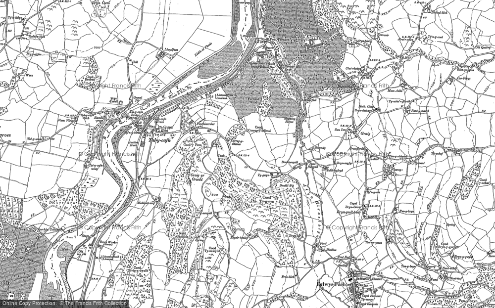 Old Map of Historic Map covering Bodnant Ucha in 1887