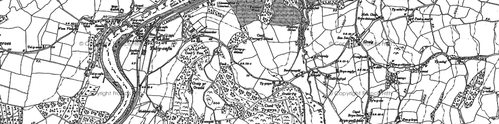 Old map of Bodnant Ucha in 1887