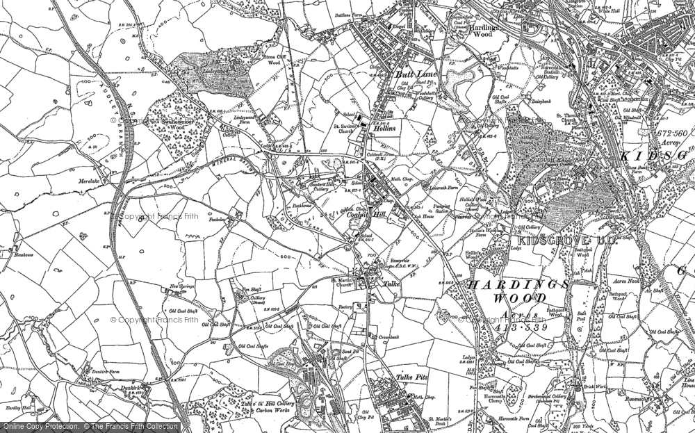 Old Map of Historic Map covering Coalpit Hill in 1897