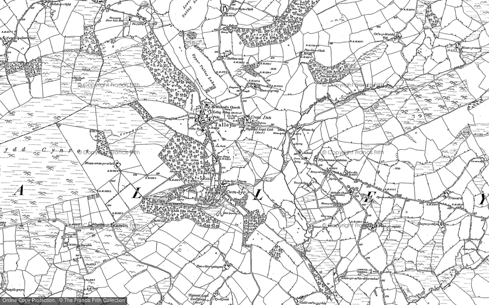 Old Map of Historic Map covering Blaennant in 1885