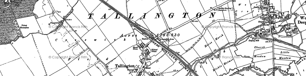 Old map of Tallington in 1886