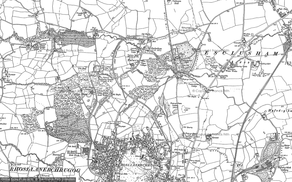 Old Map of Historic Map covering Llwyneinion in 1898