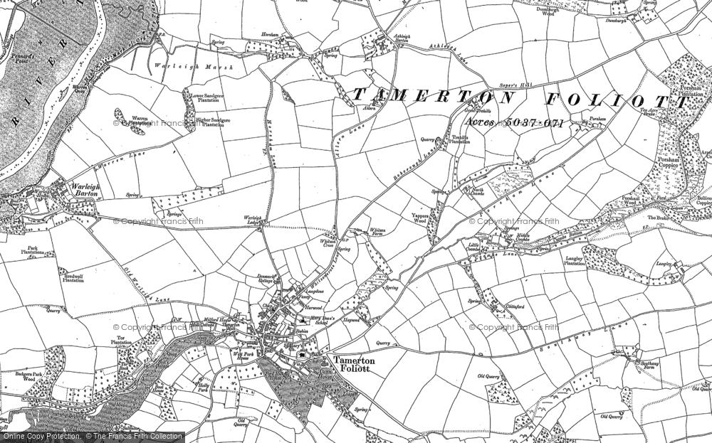 Old Map of Historic Map covering Ashleigh Barton in 1905