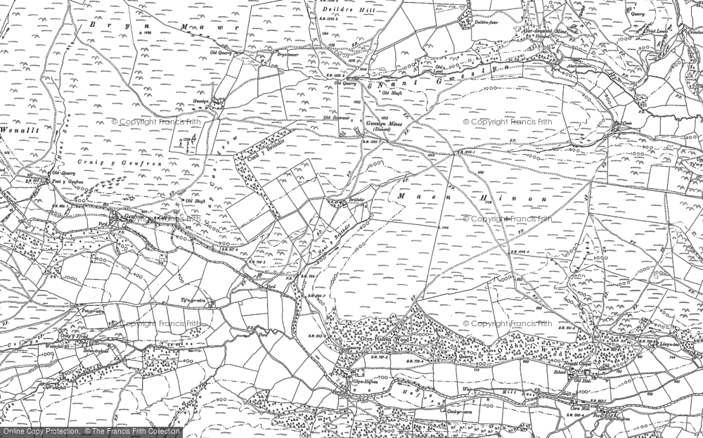Old Map of Historic Map covering Bryn Deildre in 1885
