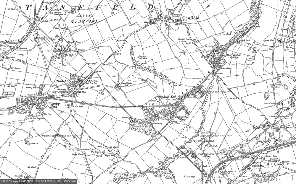 Old Map of Tanfield Lea, 1895 in 1895
