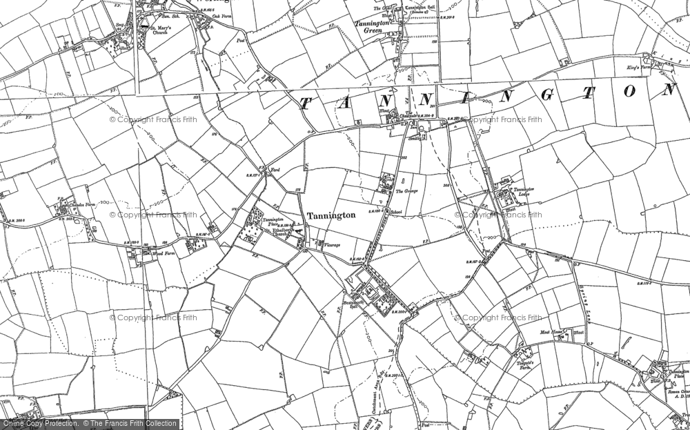 Old Map of Historic Map covering Braiseworth Hall in 1884