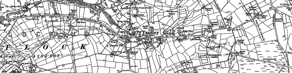 Old map of Tansley in 1878