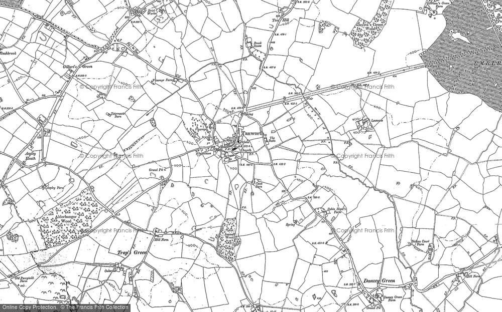 Old Map of Historic Map covering Aspley Heath in 1883