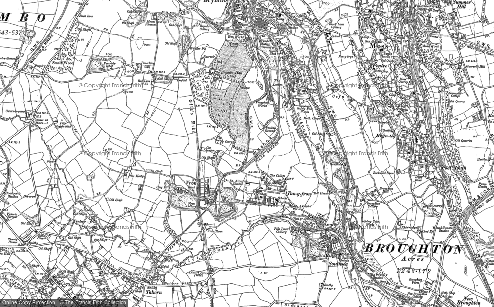 Old Map of Historic Map covering Plas Mostyn Mawr in 1898
