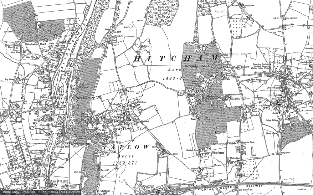 Old Map of Historic Map covering Maidenhead Court in 1910
