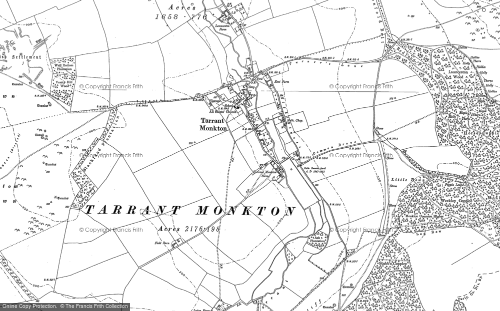 Old Map of Tarrant Monkton, 1886 - 1887 in 1886