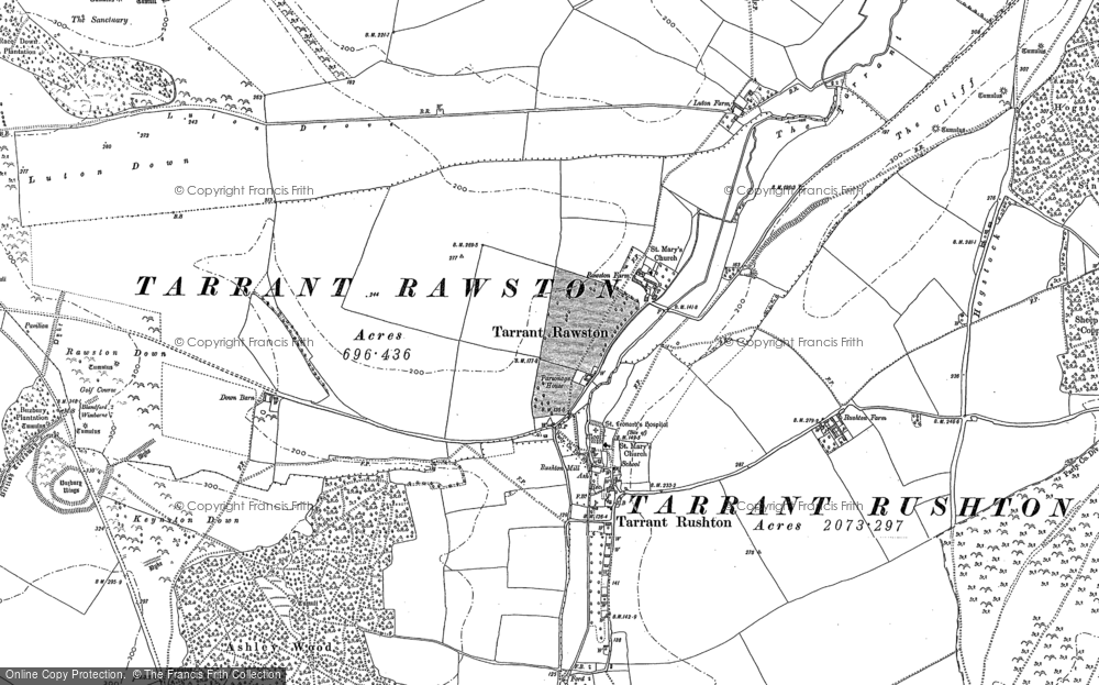 Old Map of Tarrant Rawston, 1887 in 1887