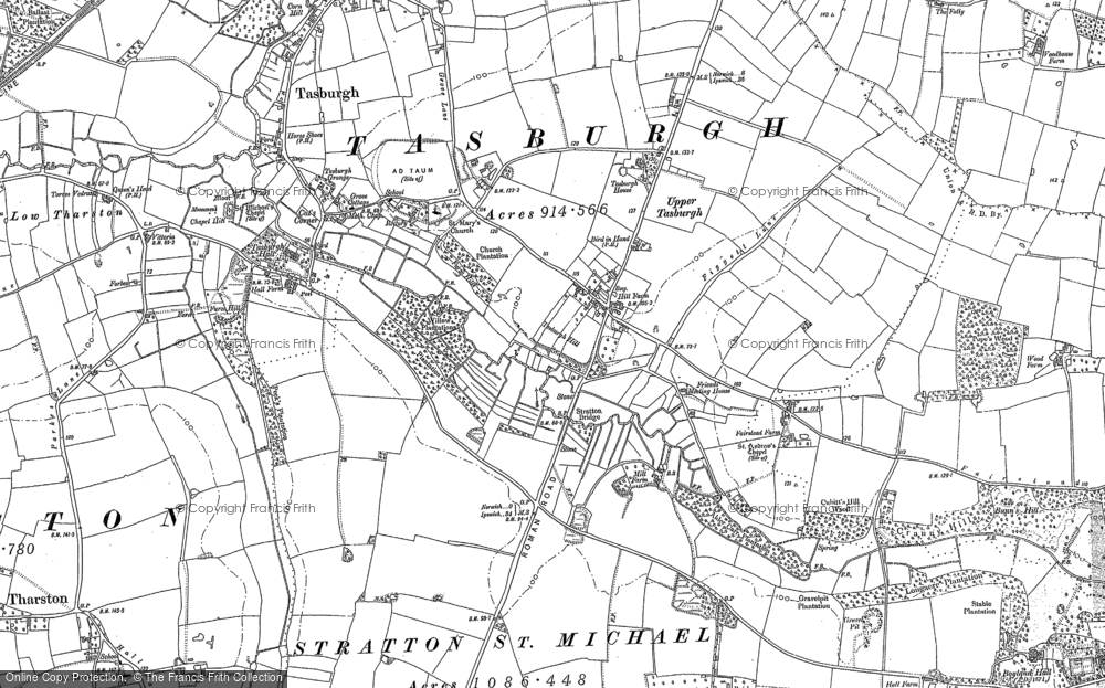 Old Map of Tasburgh, 1881 in 1881