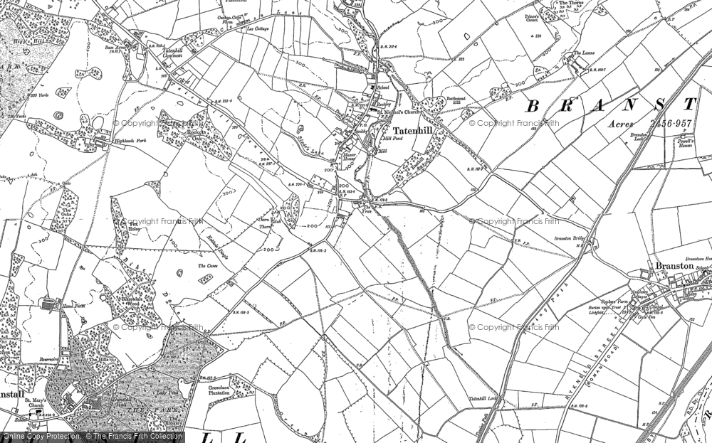 Old Map of Historic Map covering Battlestead Hill in 1882