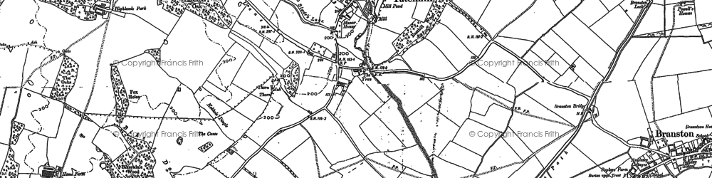 Old map of Battlestead Hill in 1882