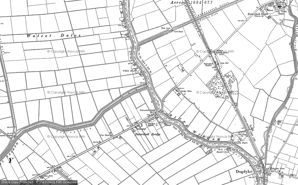 Old Map of Historic Map covering Billinghay Dales in 1887