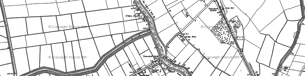 Old map of Tattershall Bridge in 1887