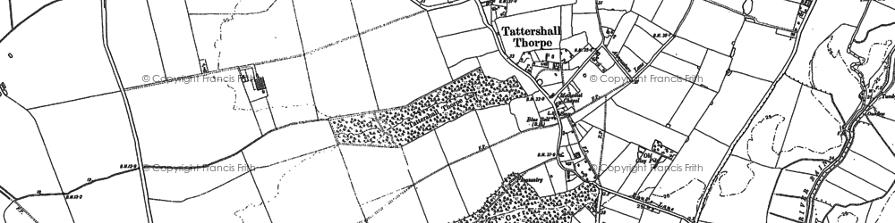 Old map of Tattershall Thorpe in 1887