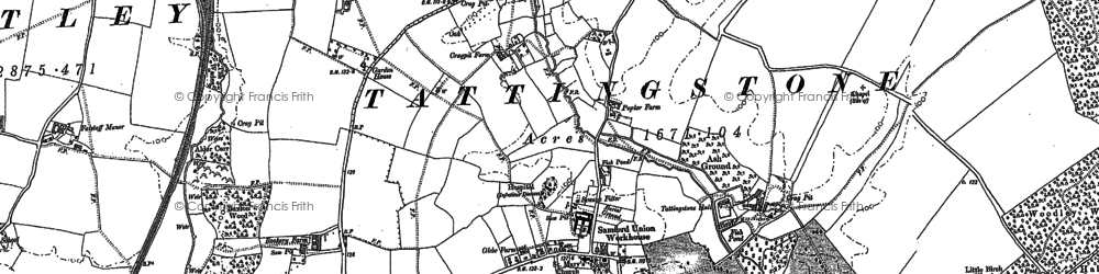 Old map of Tattingstone White Horse in 1881