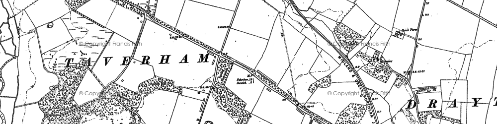 Old map of Taverham in 1882