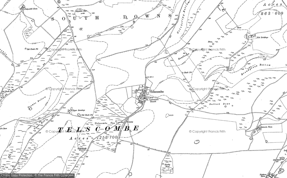 Old Map of Historic Map covering Bullock Down in 1898