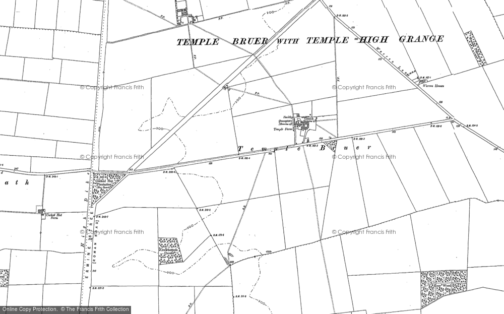 Old Map of Temple Bruer, 1886 - 1887 in 1886