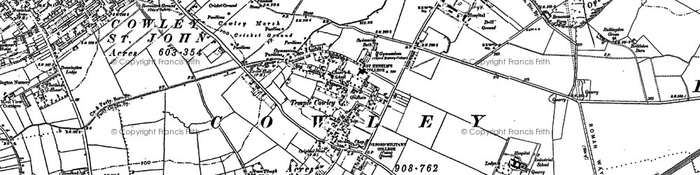 Old map of Temple Cowley in 1898