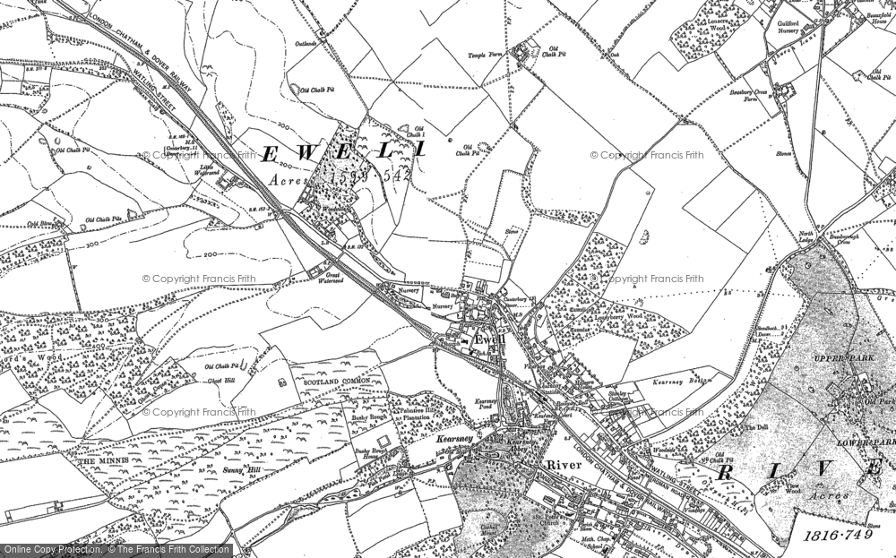 Old Map of Historic Map covering Bushy Ruff Ho in 1896