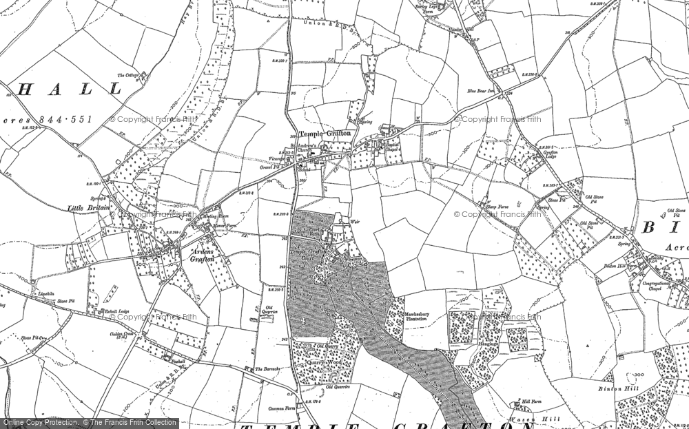 Old Map of Temple Grafton, 1883 - 1885 in 1883