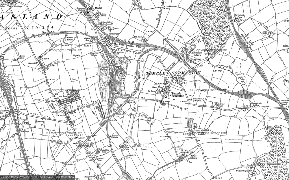 Old Map of Temple Normanton, 1877 in 1877