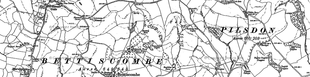 Old map of Bettiscombe Manor Ho in 1903
