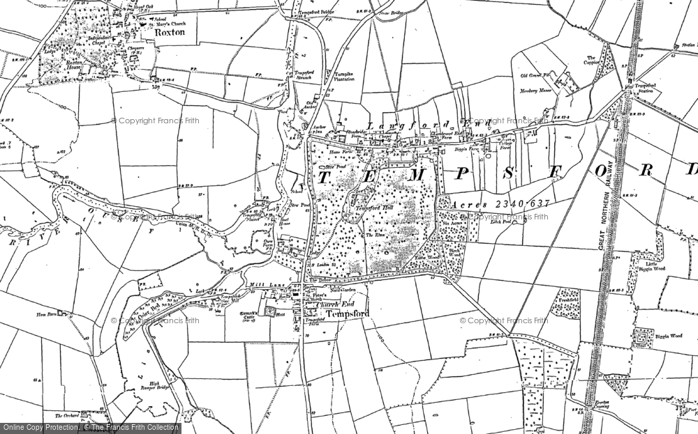Old Map of Tempsford, 1882 - 1900 in 1882