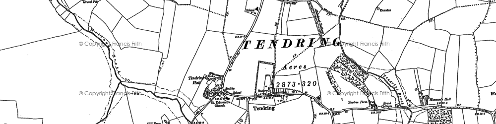 Old map of Brett's Hall in 1896