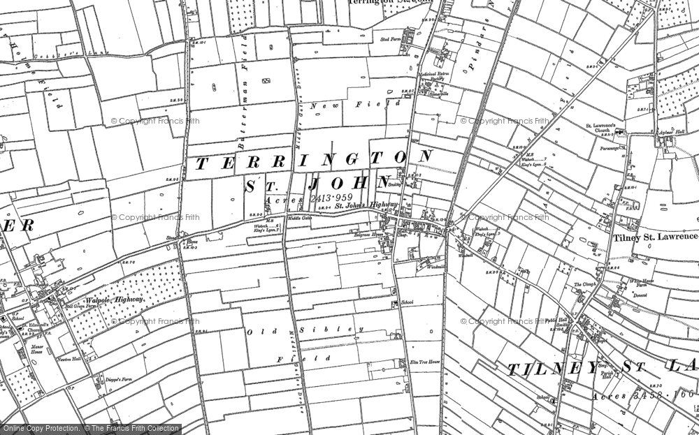 Old Map of Terrington St John, 1886 in 1886