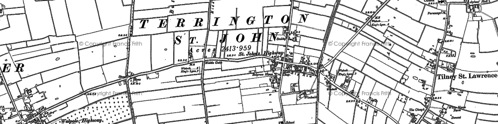 Old map of Terrington St John in 1886