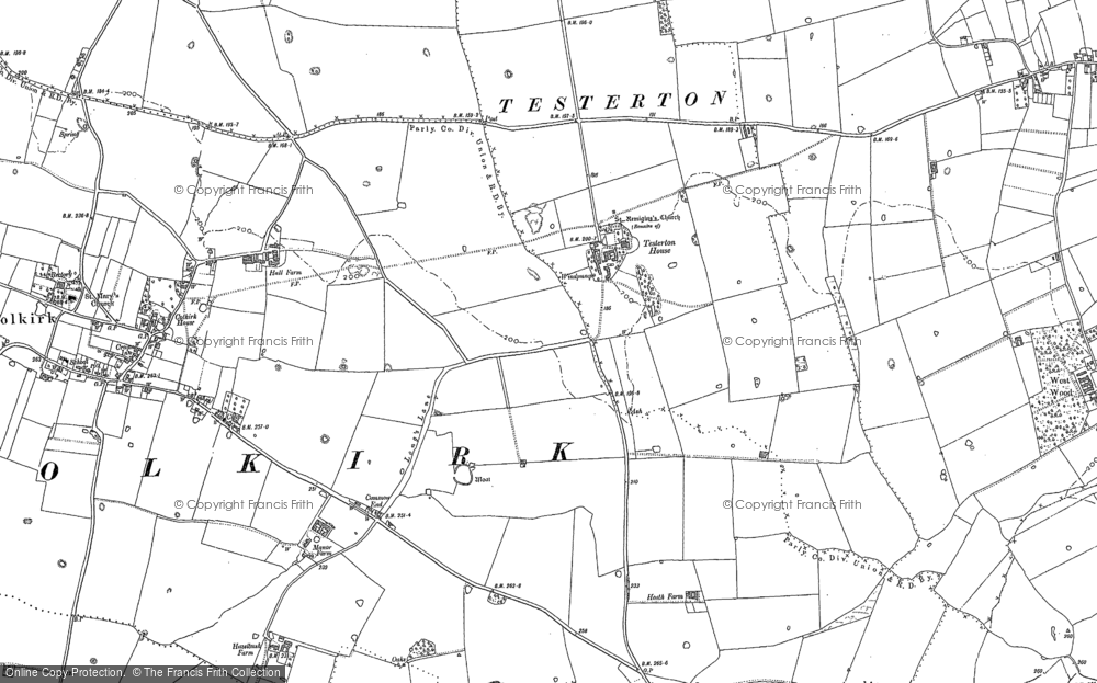 Old Map of Testerton Hall, 1885 in 1885