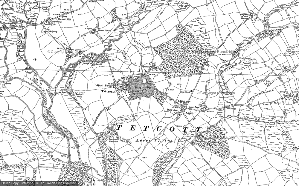 Old Map of Tetcott, 1883 in 1883