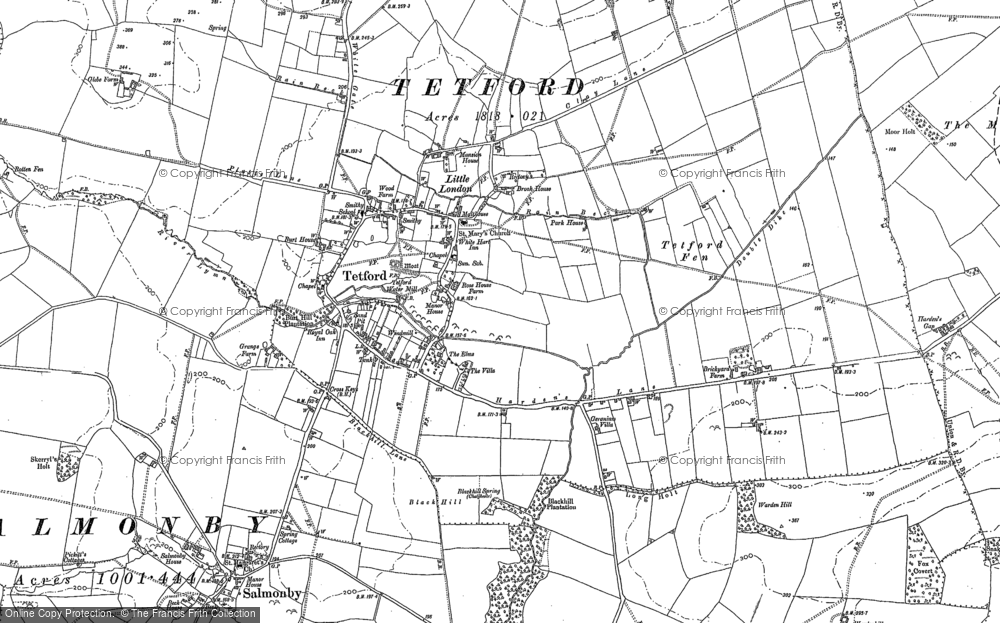 Old Map of Historic Map covering Black Hill in 1887