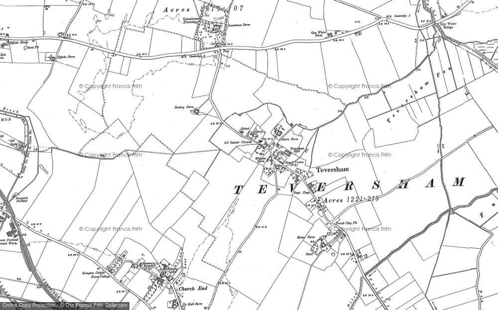 Old Map of Teversham, 1885 - 1886 in 1885