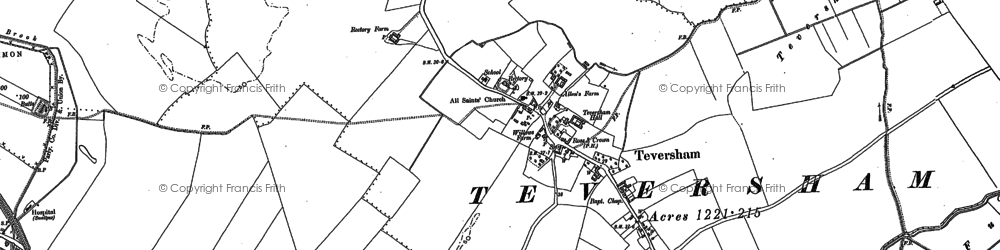 Old map of Teversham in 1885