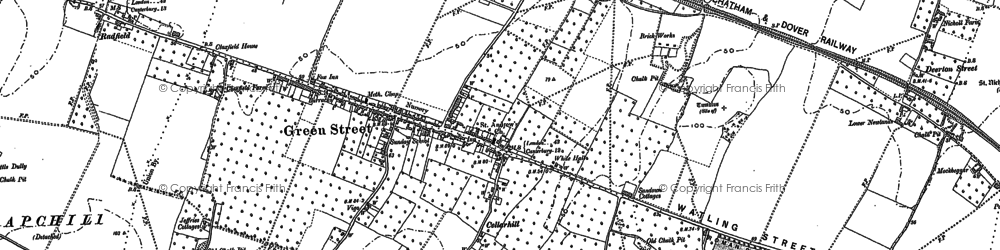 Old map of Teynham in 1896