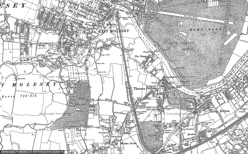 Old Map of Thames Ditton, 1895 in 1895