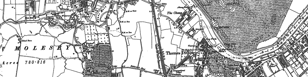 Old map of Thames Ditton in 1895