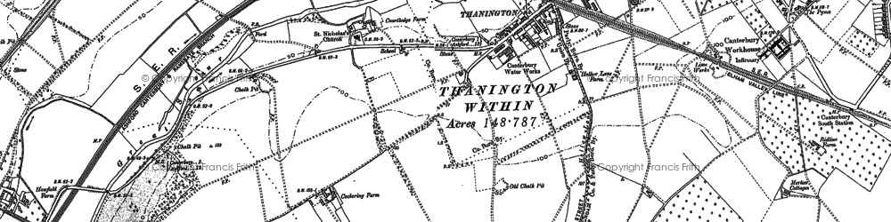 Old map of Thanington in 1896